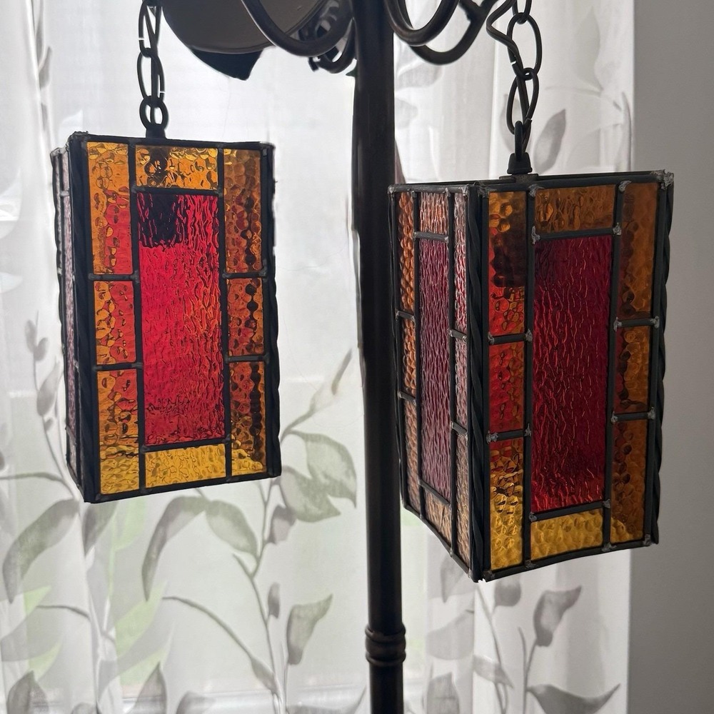 Pair VTG Mid Century Modern Acrylic Lucite Hanging Swag Lamp Fiesta 1960's‎ READ